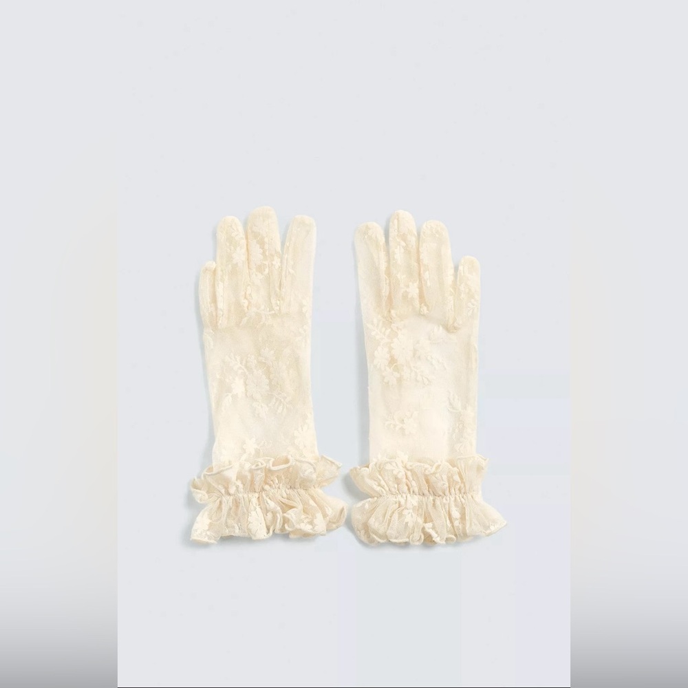 Zara x Disney by Harry Lambert semi sheer floral lace gloves, M/L